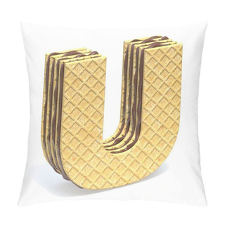 Personality  Waffles Font With Chocolate Cream Filling Letter U 3D Pillow Covers