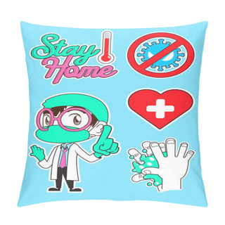 Personality  Stay Home And Be Safe, Coronavirus Vector Illustration Pillow Covers