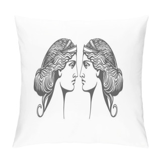 Personality  Aphrodite Or Venus. Woman Face Logo. Emblem For A Beauty Or Yoga Salon. Vector Illustration Pillow Covers
