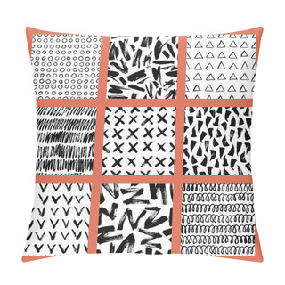 Personality  Set Of Hand-drawn Seamless Brush Strokes Patterns.  Pillow Covers