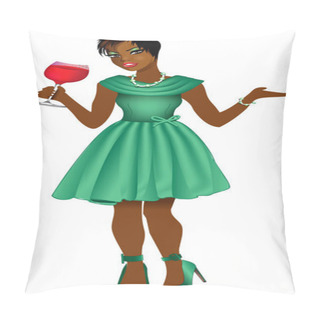 Personality  Black Woman Green Dress Pillow Covers