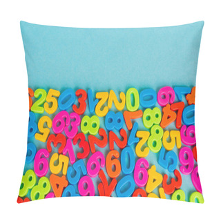 Personality  Top View Of Colorful Numbers On Blue Background Pillow Covers