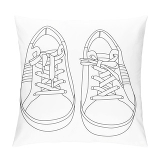 Personality  Sneakers Line Art Drawing Vector Illustration Pillow Covers