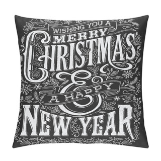 Personality  Vintage Christmas And New Year Chalkboard Typography Lockup Pillow Covers