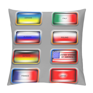 Personality  Vector Set Of Icons With Flags. Pillow Covers