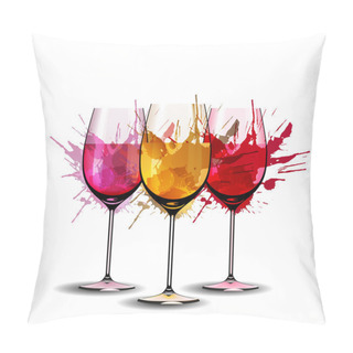 Personality  Three Wine Glasses With Splashes Pillow Covers