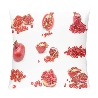 Personality  Collage Of Pomegranates Isolated On A White Cutout. Pillow Covers