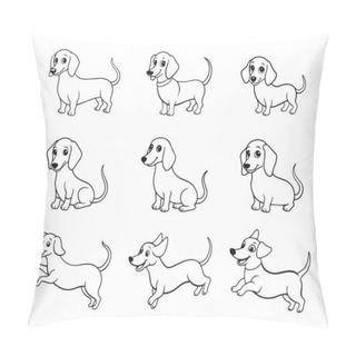 Personality  Dachshund Icons Set. Outline Set Of Dachshund Icons Isolated On White Background. Vector Pillow Covers