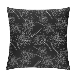 Personality  Vector Chrysanthemum Floral Botanical Flower. Black And White Engraved Ink Art. Seamless Background Pattern. Pillow Covers