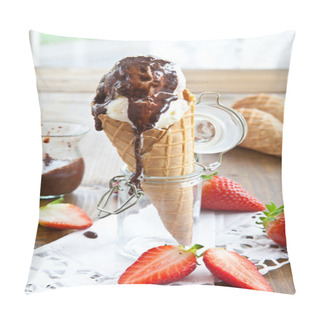 Personality  Ice Cream In Waffle Cone Pillow Covers