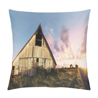 Personality  Sunset At An Abandoned Barn, Color Image Pillow Covers