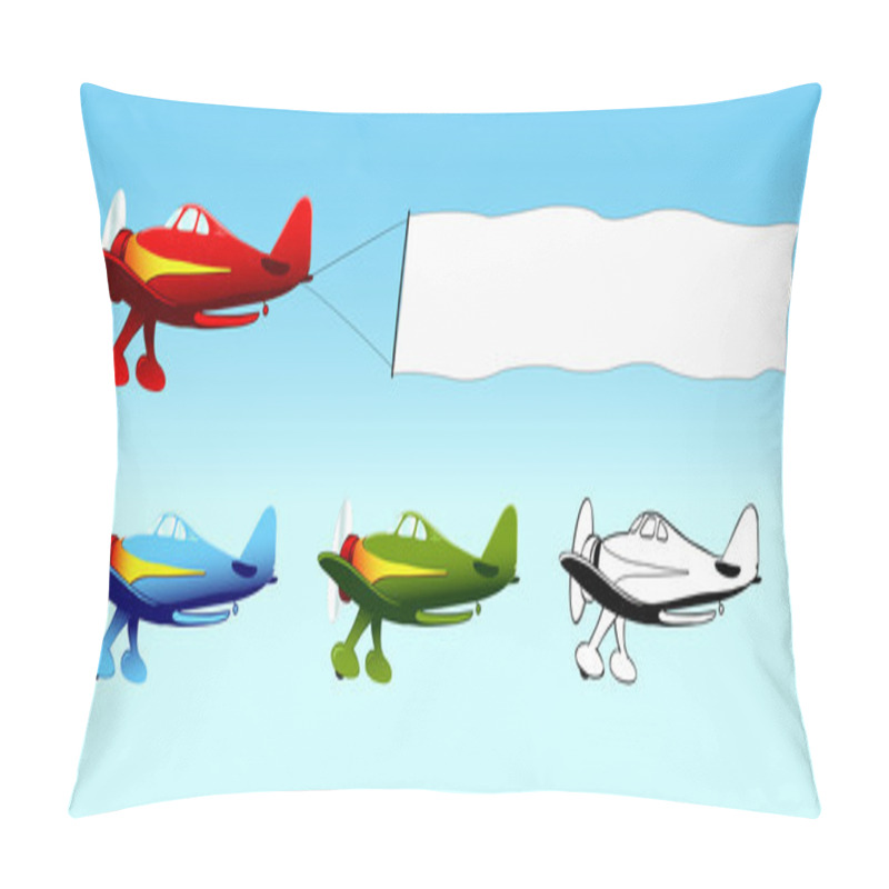 Personality  Plane With Blank Sky Banner, Aerial Advertising Pillow Covers