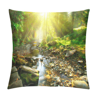 Personality  Mountain River In Forest Pillow Covers