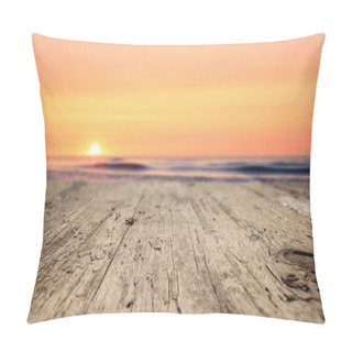 Personality  Wooden Planks On The Beach At Sunset Pillow Covers