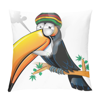 Personality  Jamaican Toucan Cartoon Isolated On White Pillow Covers
