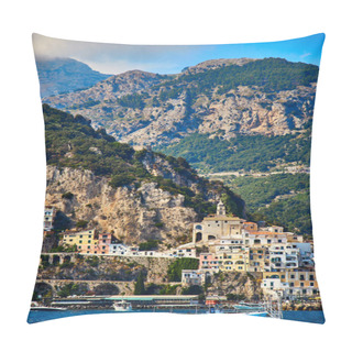 Personality  Positano, Amalfi Coast, Campania, Italy. Beautiful View Of Positano Along Amalfi Coast In Italy In Summer. Morning View Cityscape On Coast Line Of Mediterranean Sea. Pillow Covers