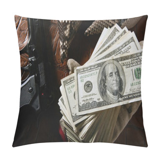 Personality  Dollar Notes And Gun, Black Pistol Pillow Covers