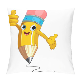 Personality  Pencil Character Giving Thumbs Up Pillow Covers