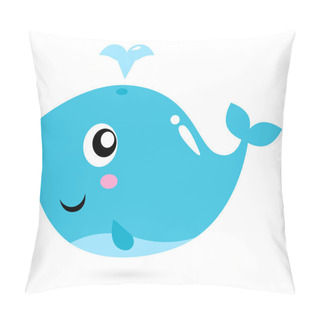 Personality  Blue Cartoon Whale Isolated On White Pillow Covers