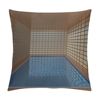 Personality  Indoor Onsen Pool In Japan House.3d Rendering. Pillow Covers
