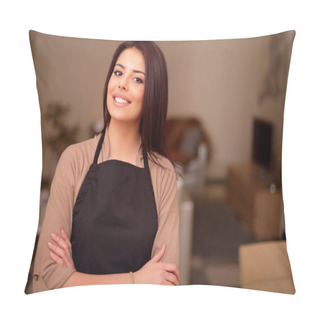 Personality  Beautiful Young Smiling Housewife Is Proud Of Her Appartment Pillow Covers