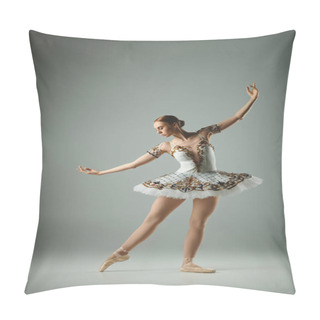 Personality  Young Ballerina In A Tutu And Leotard Dancing Gracefully En Pointe. Pillow Covers