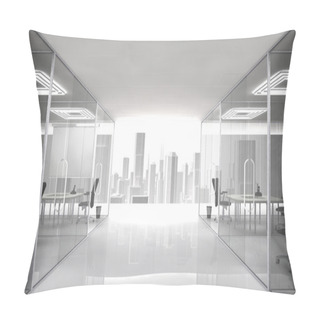 Personality  Pleasant Workplace With Urban View. Pillow Covers