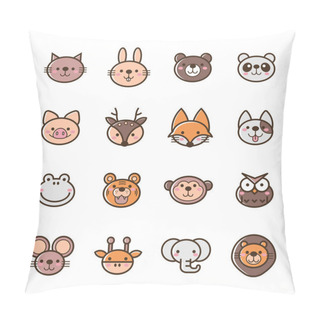 Personality  Vector Set Of Filled Outline Animal Icons On White Background. Pillow Covers
