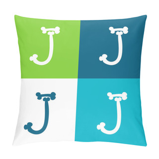 Personality  Bones Halloween Typography Letter J Flat Four Color Minimal Icon Set Pillow Covers