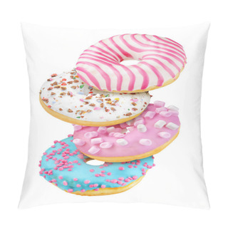 Personality  Group Of Donuts Isolated On White Pillow Covers