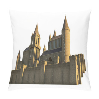 Personality  Castle Academy Fantasy Architecture, 3D Illustration, 3D Rendering Pillow Covers