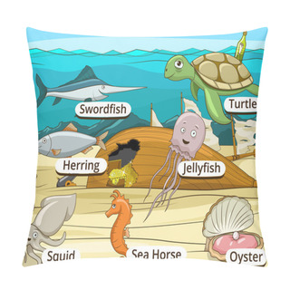 Personality  Underwater Animals And Fish With Names Pillow Covers