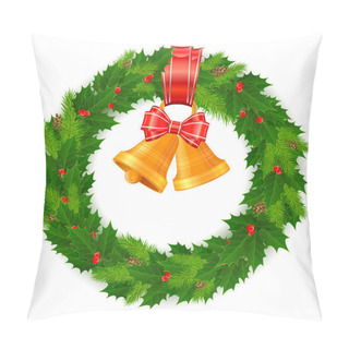 Personality  Holly Berry Wreath With Bell Pillow Covers