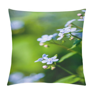 Personality  Close-up Shot Of Beautiful Little Purple Flowers On Natural Background Pillow Covers