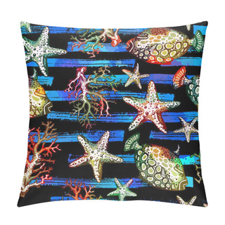 Personality Marine Fish, Corals And Starfish Pattern Pillow Covers