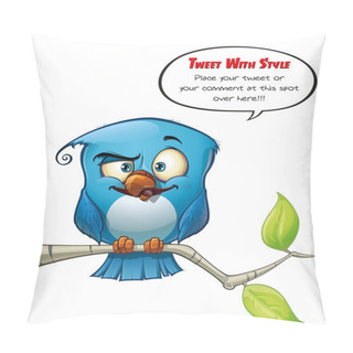 Personality  Tweeter Blue Bird Smarty Pillow Covers