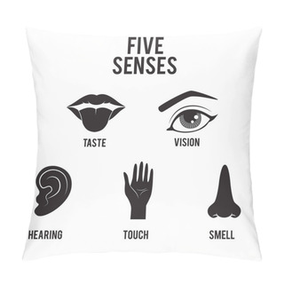 Personality  Five Senses Vector Icon Set. Pillow Covers