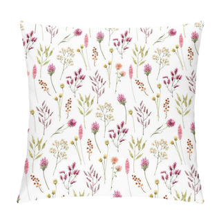 Personality  Seamless Pattern With Watercolor Flowers And Leaves On A White Background, Hand Painted. Pillow Covers