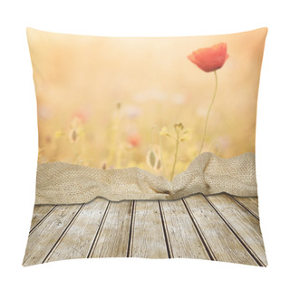 Personality  Empty Table On The  Poppy Flower Field Pillow Covers