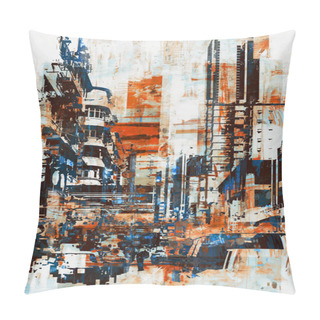 Personality  Abstract Grunge Of Cityscape Pillow Covers