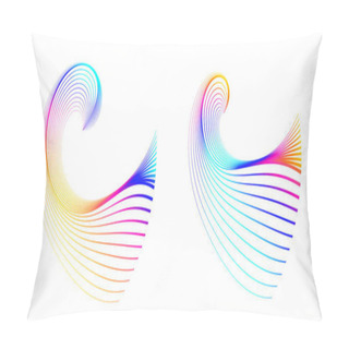 Personality  Wave Sign. Wavy 3d Icon. Half Round Many Lines Image. Vector Illustration Eps 10 Logo For Web Design, Brochure & Presentation. Black White & Rainbow Tone Pattern Isolated On White Background. Pillow Covers