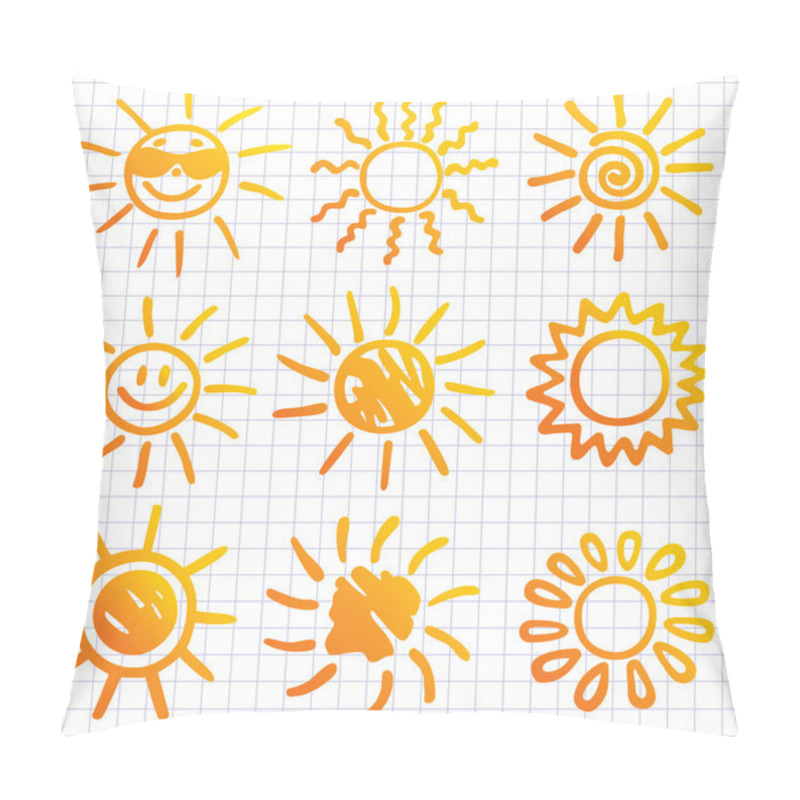 Personality  Suns . Elements for design. Doodles. pillow covers