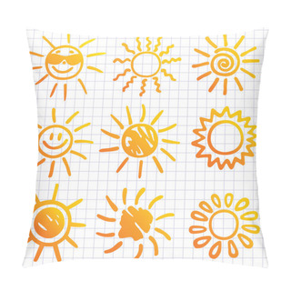 Personality  Suns . Elements For Design. Doodles. Pillow Covers