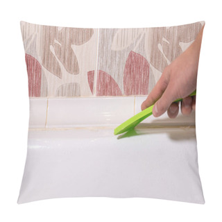 Personality  Removing Old Dirty Silicone From Bathtub In A Washroom Pillow Covers