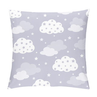 Personality  Seamless Pattern With Clouds And Stars Vector Illustration Pillow Covers