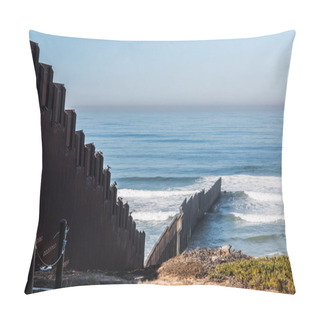 Personality  International Border Wall Extending Out Into The Pacific Ocean Pillow Covers