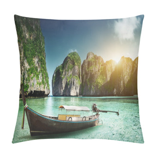 Personality  Boat On Sand Of Maya Bay Phi Phi Island Pillow Covers