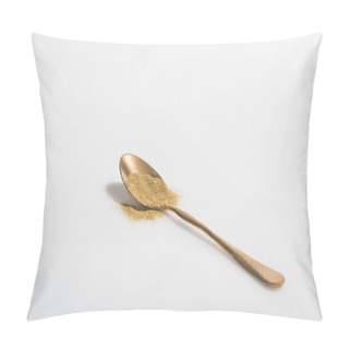 Personality  Golden Spoon And Bright Glitter On White Surface Pillow Covers