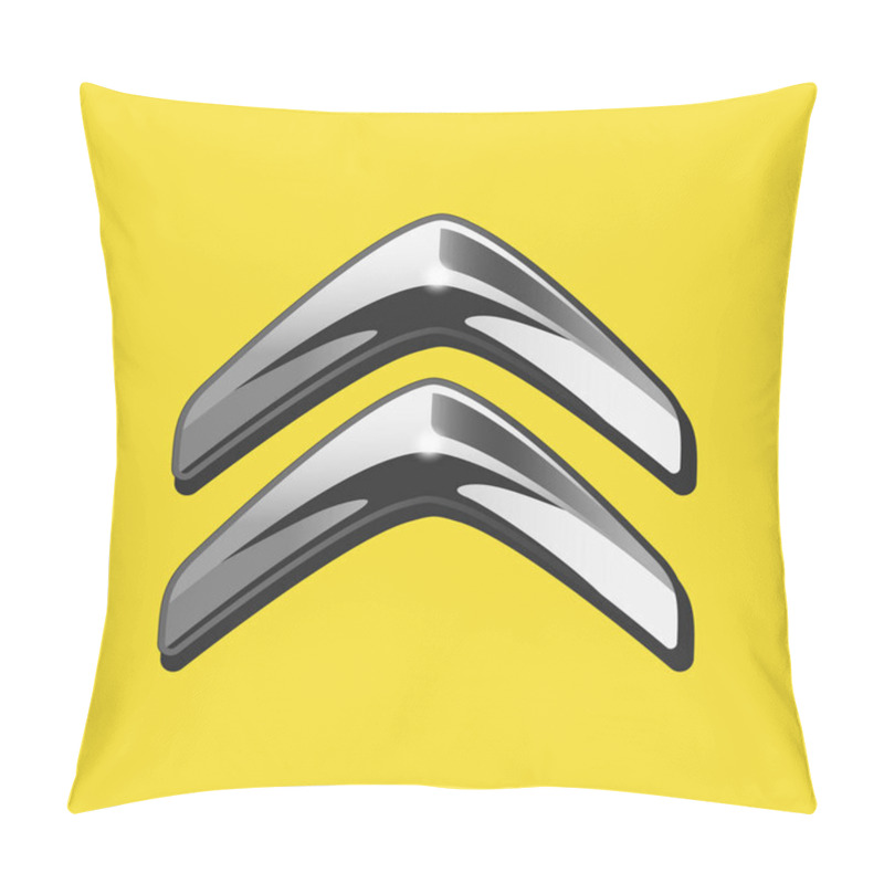 Personality  Vector of siver 3D Citroen logo with black side on yellow background. pillow covers