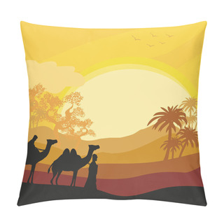 Personality  Bedouin Camel Caravan In Wild Africa Landscape Pillow Covers